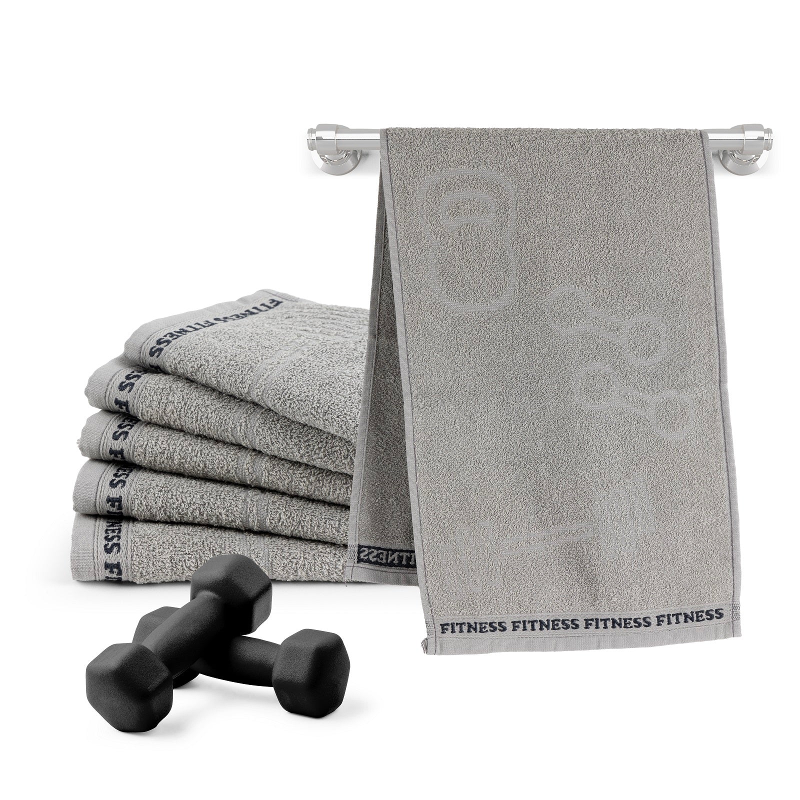 Set of 6 Cotton Gym Towels 12" x 35" – Fitness Workout Towels, 330 GSM